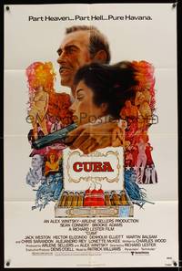 8h238 CUBA 1sh '79 cool artwork of Sean Connery & Brooke Adams and cigars!