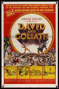 8h248 DAVID & GOLIATH 1sh '61 Orson Welles as King Saul, the shepherd who became a warrior king!