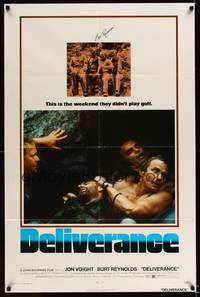 8h262 DELIVERANCE signed 1sh '72 by Burt Reynolds, John Boorman classic!