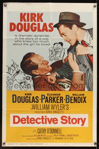 8h269 DETECTIVE STORY 1sh R60 William Wyler, Kirk Douglas can't forgive Eleanor Parker!