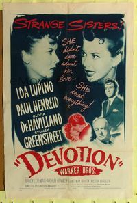 8h273 DEVOTION 1sh '46 Ida Lupino & Olivia De Havilland are completely opposite sisters!