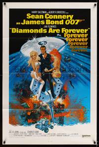 8h275 DIAMONDS ARE FOREVER 1sh R80 art of Sean Connery as James Bond by Robert McGinnis!