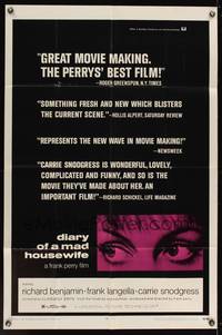 8h277 DIARY OF A MAD HOUSEWIFE 1sh '70 Frank Perry, super close up of Carrie Snodgress' eyes!