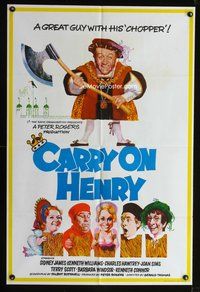 8h160 CARRY ON HENRY English 1sh '72 Sidney James, Williams & Joan Sims historic comedy!