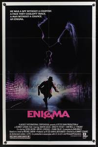 8h328 ENIGMA 1sh '83 Martin Sheen, Brigitte Fossey, a face they couldn't trace, cool title design!