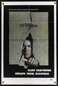 8h332 ESCAPE FROM ALCATRAZ 1sh '79 cool artwork of Clint Eastwood busting out by Lettick!