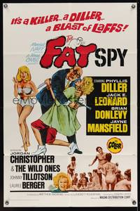 8h350 FAT SPY 1sh '66 artwork of Phyllis Diller & super sexy Jayne Mansfield!