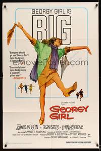 8h399 GEORGY GIRL signed 1sh '66 by Lynn Redgrave, James Mason, Alan Bates, Charlotte Rampling!