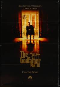 8h417 GODFATHER PART III teaser DS signed 1sh '90 by Al Pacino, Sofia & Francis Ford Coppola!
