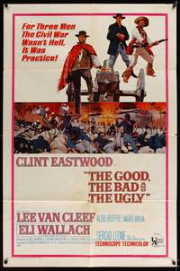8h424 GOOD, THE BAD & THE UGLY 1sh '68 Clint Eastwood, Lee Van Cleef, Sergio Leone!