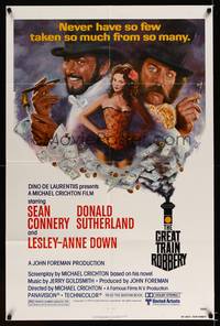 8h436 GREAT TRAIN ROBBERY 1sh '79 art of Sean Connery, Sutherland & Lesley-Anne Down by Tom Jung!