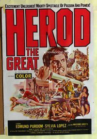 8h474 HEROD THE GREAT 1sh '60 Erode il grande, Edmund Purdom, Sylvia Lopez, French/Italian epic!
