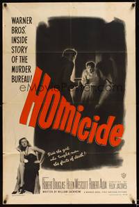 8h488 HOMICIDE 1sh '49 sexy smoking Helen Westcott is the girl who taught men facts of death!