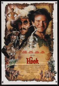 8h490 HOOK DS 1sh '91 artwork of pirate Dustin Hoffman & Robin Williams by Drew Struzan!
