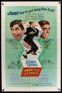 8h491 HOOK, LINE & SINKER 1sh '69 Peter Lawford, Jerry Lewis has to get away from it all!