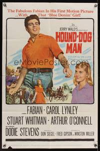 8h496 HOUND-DOG MAN 1sh '59 Fabian starring in his first movie with pretty Carol Lynley!