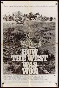 8h503 HOW THE WEST WAS WON 1sh R70 John Ford epic, Debbie Reynolds, Gregory Peck & all-star cast!
