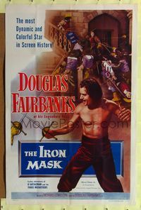 8h540 IRON MASK 1sh R53 cool artwork of shirtless fencer Douglas Fairbanks, Sr!