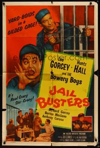 8h548 JAIL BUSTERS 1sh '55 Bowery Boys in jail, wacky Leo Gorcey, Huntz Hall!