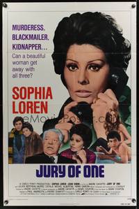 8h559 JURY OF ONE 1sh '75 Verdict, Sophia Loren, Jean Gabin, Andre Cayatte!