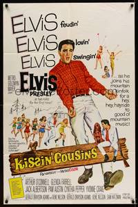 8h569 KISSIN' COUSINS 1sh '64 hillbilly Elvis Presley, feudin', lovin', swingin'!