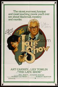 8h583 LATE SHOW signed 1sh '77 by Lily Tomlin & Art Carney, great artwork by Richard Amsel!