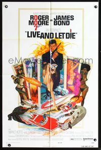 8h589 LIVE & LET DIE West Hemi 1sh '73 art of Roger Moore as James Bond by Robert McGinnis!