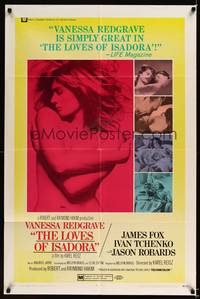 8h598 LOVES OF ISADORA signed 1sh '69 by Vanessa Redgrave, super sexy image!