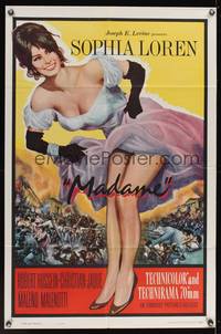 8h604 MADAME SANS GENE 1sh R63 wonderful art of super sexy Sophia Loren in low-cut dress!