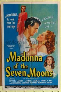 8h610 MADONNA OF THE SEVEN MOONS 1sh '46 Phyllis Calvert, Stewart Granger, English love triangle!