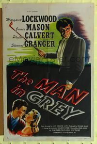 8h621 MAN IN GREY 1sh '43 menacing artwork of James Mason, Margaret Lockwood & Stewart Granger!