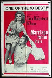 8h631 MARRIAGE ITALIAN STYLE 1sh '64 de Sica's Matrimonio all'Italiana, Loren, Mastroianni!