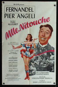 8h655 MLLE. NITOUCHE French/US 1sh '54 Fernandel, sexy artwork of Pier Angeli!