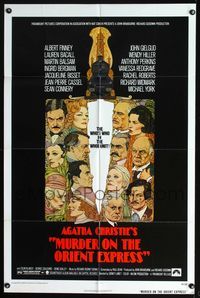 8h672 MURDER ON THE ORIENT EXPRESS 1sh '74 Agatha Christie, great art of cast by Richard Amsel!