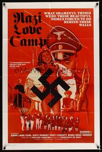 8h684 NAZI LOVE CAMP 1sh '77 classic bad taste image of tortured girls & swastika!