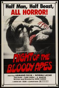 8h691 NIGHT OF THE BLOODY APES 1sh '72 La Horripilante bestia humana, Mexican horror!