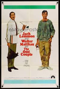 8h707 ODD COUPLE 1sh '68 art of best friends Walter Matthau & Jack Lemmon by Robert McGinnis!