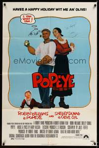 8h740 POPEYE signed 1sh '80 by Robin Williams & Shelly Duvall, as E.C. Segar's characters!