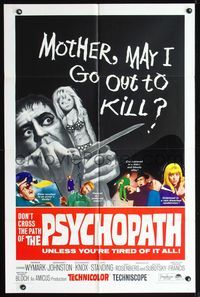 8h753 PSYCHOPATH 1sh '66 Robert Bloch, wild image, Mother, may I go out to kill?