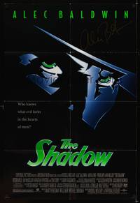 8h819 SHADOW signed DS 1sh '94 by Alec Baldwin who knows what evil lurks in the hearts of men!