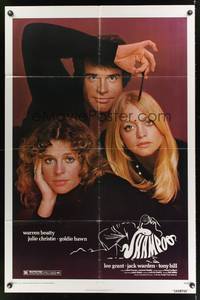 8h823 SHAMPOO 1sh '75 best close up of Warren Beatty, Julie Christie & Goldie Hawn!