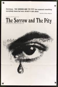 8h863 SORROW & THE PITY 1sh '71 Marcel Ophuls classic WWII documentary, swastika in eye art!