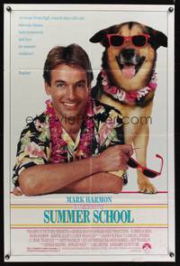 8h880 SUMMER SCHOOL 1sh '87 great image of Mark Harmon in Hawaiian shirt with dog!