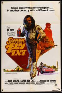8h884 SUPER FLY T.N.T. int'l 1sh '73 great artwork of Ron O'Neal holding dynamite by Craig!