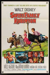 8h892 SWISS FAMILY ROBINSON 1sh R72 John Mills, Walt Disney family fantasy classic!