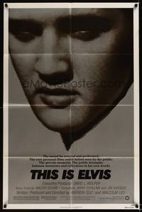 8h913 THIS IS ELVIS 1sh '81 Elvis Presley rock 'n' roll biography, portrait of The King!