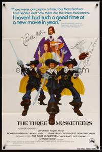 8h919 THREE MUSKETEERS signed int'l 1sh '74 by Raquel Welch, Charlton Heston & Chamberlain!