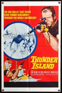 8h922 THUNDER ISLAND 1sh '63 written by Jack Nicholson, cool sniper with rifle image!