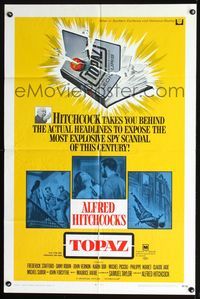 8h929 TOPAZ 1sh '69 Alfred Hitchcock, John Forsythe, most explosive spy scandal of this century!
