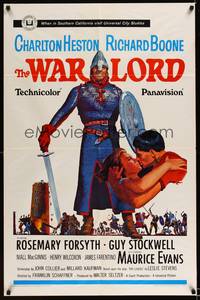 8h969 WAR LORD 1sh '65 art of Charlton Heston all decked out in armor with sword!